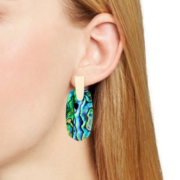 Kendra Scott Aragon Gold Drop Earrings In Abalone - Picture 4 of 4